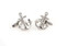 silver anchor cufflinks with rope design shown as a pair close up image