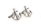 silver rope & anchor cufflinks shown as a pair close up image