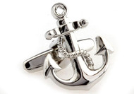 Silver Anchor cufflinks with rope close up image