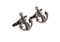gun metal black rope & anchor cufflinks shown as a pair close up image