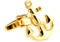 Gold anchor cufflinks with rope close up image