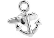 Silver Anchor Cufflinks with large loop close up image