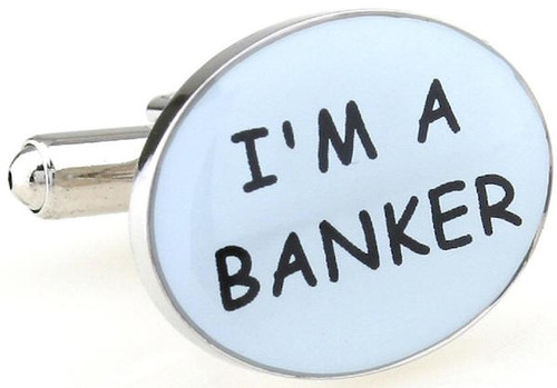 Trust Me Im A Banker Cufflinks close up image