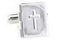 Silver Christian Bible Locket cufflinks close up image