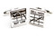 silver graph chart cufflinks; buy low sell high cufflinks close up image