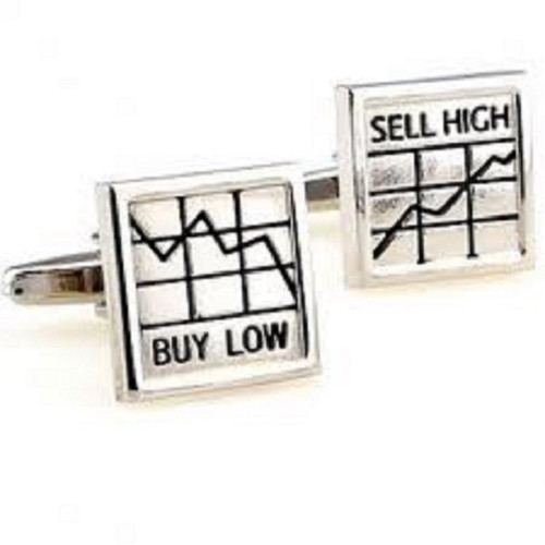 silver buy low sell high cufflinks close up image