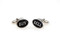 Oval Buy Sell Cufflinks shown as a pair side by side close up image
