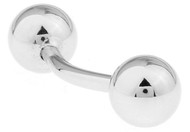 silver barbell cuff links close up image