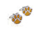 gold paw print cufflinks shown as a pair with size dimensions 18 mm by 19 mm close up image