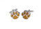 gold Clemson tiger paw print cufflinks shown as a pair close up image