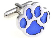 Blue Tiger Paw Print cufflinks close up image