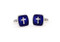 Blue Square silver cross cufflinks shown as a pair close up image