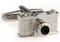 silver camera cufflinks close up image