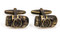 brushed antique bronze cuban cigar cufflinks shown as a pair close up image