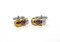 Gold Cuban Cigar Cufflinks shown as a pair close up image