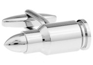 Pointed Tip Silver bullet cufflinks close up image