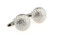 silver golf ball cufflinks shown side by side close up image