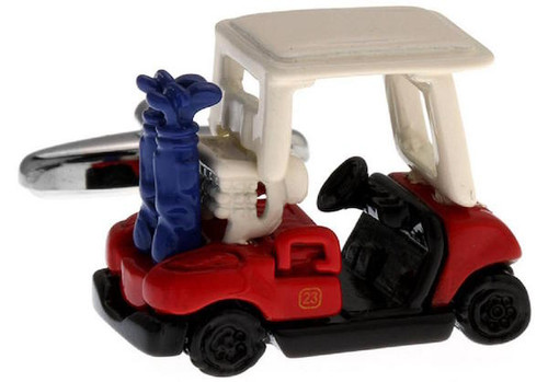 Red White and Blue Golf Cart Cufflinks close up image