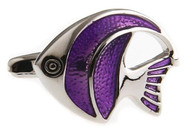 purple angelfish cufflinks close up image