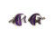 purple angelfish cufflinks shown as a pair side by side close up image