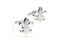 Fleur De Lys Cufflinks in silver finish shown as a pair with size dimensions 17mm by 19 mm close up image