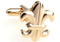 Gold Fleur De Lys cufflinks close up image