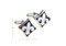 diamond shaped Fleur De Lys cufflinks shown as a pair with size dimensions 19 mm by 19 mm close up image