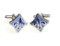 Blue Fleur de lys cufflinks shown as a pair close up image