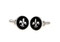 Black & Silver Fleur De Lis Cufflinks shown as a pair close up image