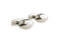 Silver football cufflinks side laces design shown as a pair close up image