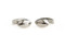 silver football cufflinks shown as a pair close up image