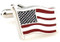 Silver USA Flag cufflinks with wavy pattern close up image