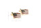 gold USA Flag Cufflinks wavy design shown as a pair with size dimensions 15 mm by 18 mm close up image