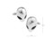 silver Alien head cufflinks 3D style shown as a pair with size dimensions 14 mm by 21 mm close up image