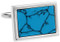 blue turquoise rectangle cufflinks close up image