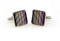 square rainbow cufflinks shown as a pair side by side close up image