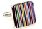 square rainbow striped cufflinks close up image