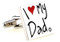 I love my Dad cufflinks in silver with red heart close up image