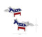 democratic party donkey cufflinks shown as a pair with size dimensions 20 mm by 15 mm close up image