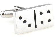 Silver Dominoes cufflinks close up image