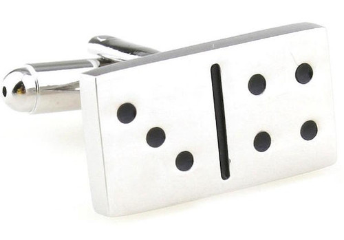 Silver Dominoes cufflinks close up image
