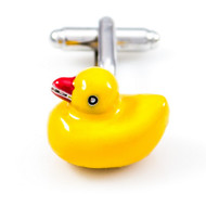 yellow rubber ducky cufflinks close up image