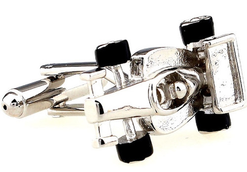 Silver Formula 1 Indy Car Cufflinks close up image