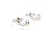 silver calligraphy fountain pen cufflinks shown as a pair with size dimensions 8 mm by 20 mm close up image