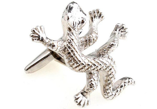 Silver Gecko Cufflinks close up image