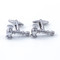 Silver Mallet Gavel Cufflinks side view angle close up image