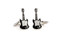 Full body electric guitar cufflinks shown as a pair close up image