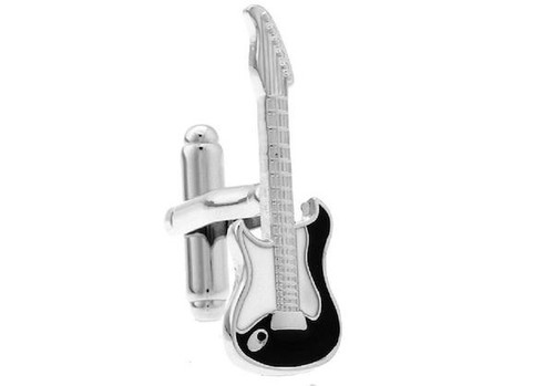 Fender Style Electric Guitar Cufflinks close up image.
