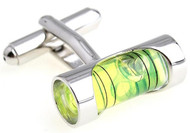 neon green level cufflinks close up image