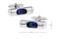 Blue Level Cufflinks Shown as a pair with size dimensions 8 mm by 20 mm close up image